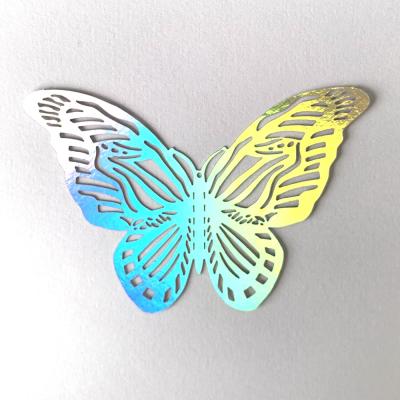 China WALL STICKER 3D butterfly wall sticker laser holographic color hollow butterfly for festival decoration for sale