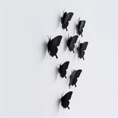 China WALL STICKER Black Double Layer Phoenix Tail Butterfly PVC Sticker For Bedroom Decoration Wall Sticker for sale