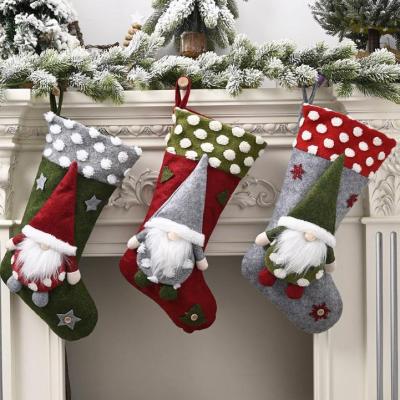 China Christmas decorations Christmas party Christmas socks candy bags are made of cashmere for sale