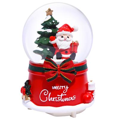 China Christmas Decoration Santa Claus Crystal Ball Music Box Christmas Ornaments For Kids Xmas Gifts for sale