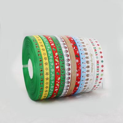 China Christmas gift ackaging factory custom cheap Christmas red and green striped webbing ribbon for Christmas decor for sale