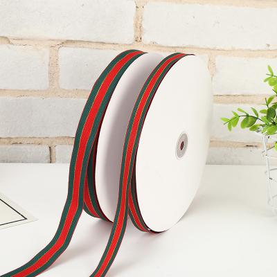 China Christmas Gift Xmas Gift ackaging Lace up Red and Green Striped Ribbon for Christmas Ribbon Decor for sale