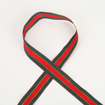 China Xmas Gift Xmas Gift ackaging Lace up Red and Green Striped Ribbon Christmas Ribbon Decoration for sale