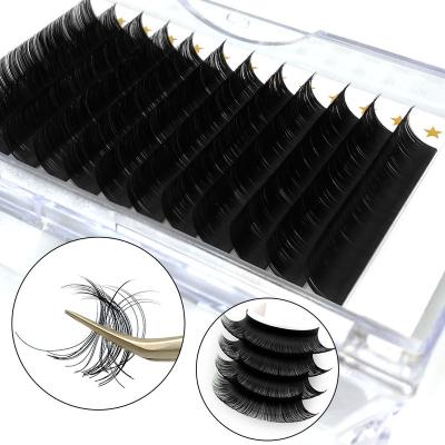 China Volume Faux Mink / Silk Mink Split Tip Cashmere Matte Black Ellipse Flat Lash Extensions Eyelash Tray Eyelash Individual Seller for sale