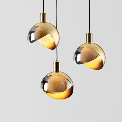 China Modern Simple Modern Crescent Chandelier Gold Hemisphere Design LED Dining Room Bar Bedside Hanging Lamp Indoor Lamp for sale