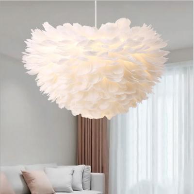 China Modern Modern Led White Feather Pendant Lamp Chandelier Lighting For Nordic Living Room Dining Room Kitchen Lighting for sale