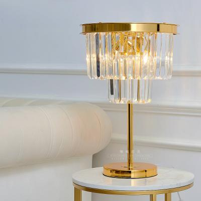 China Modern Modern Crystal Shade Bedroom Bedside LED Metal Lamp Table Lamp for Living Room Study Home Lighting Fixtures with Marble Base for sale