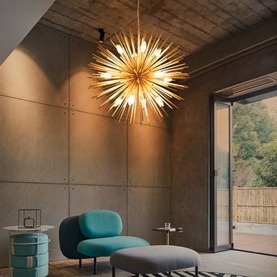 China Modern Restaurant Global Ball Led Pendant Lamp For Art Studio Bar Gold Tube Pendant Lights Bedroom Dandelion Led Hanging Lighting for sale