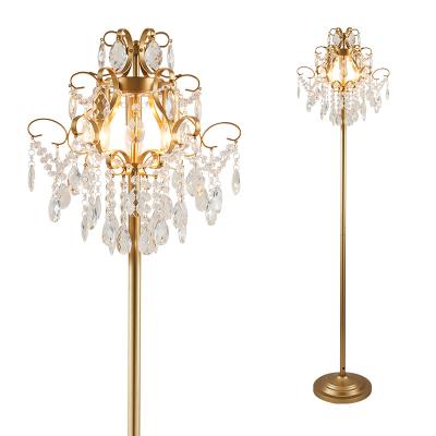 China Gold Crystal Floor Light Luxury Modern Bedroom Floor Lamp De Cristal Home Traditional Lighting Indoor Lighting Fixtures for sale