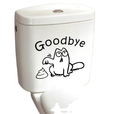 China Decorative Sticker Black Cat Toilet Seat Wall Sticker Bathroom Car Tank Window Home Decor Funny Cartoon Animal Say Goodbye Decals Vinyl Wall Art for sale