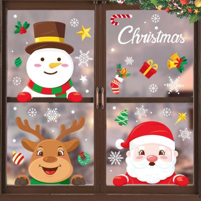 China Static Snowflake Santa Window Sticker Warm Window Glass Sticker Amazon Christmas PVC Sticker for sale