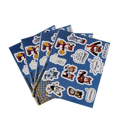 China Strong Adhesive Custom A4 A5 Die Cut Sticker Sheet Vinyl Label Prints Embrace Forms Cartoon Sticker for sale