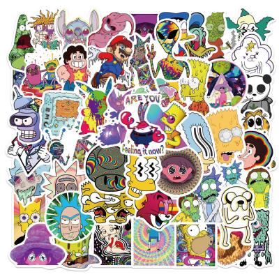 China Psychedelic Decorative Sticker Cartoon Stickers Vsco Vinyl Aesthetic Stickers For Water Bottles Waterproof Stickers For Kids Girls for sale