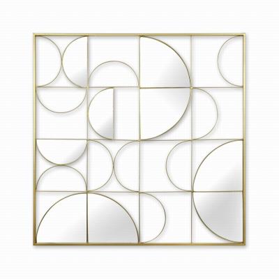 China Europe Xingcheng Gold Square Wall Decoration Geometric Cutout Hanging Mirror for sale