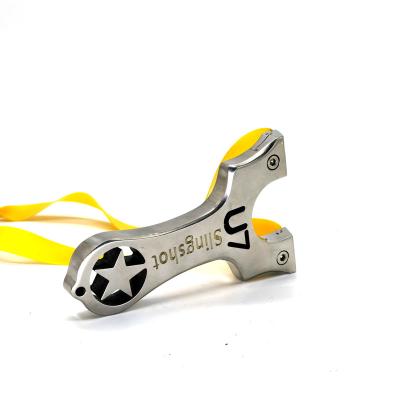 China Shooting Hunting Catapult Stainless Steel Outer Slingshot With High Quality Latex Elastic Band for sale