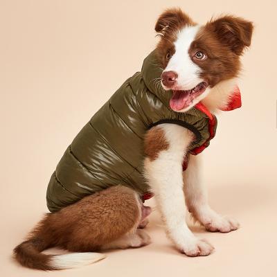 China Cotton Autumn And Winter Cotton New Dog Clothes Contrast Color Vest Double Sided Waterproof Exterior Windproof Down Jacket Cotton-padded for sale