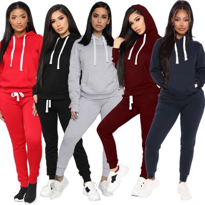 China Drawstring Hoodie Anti-pilling Solid Color Long Jogger Long Sweater Pants Set Women Winter Clothing 2021 2 Piece Set for sale