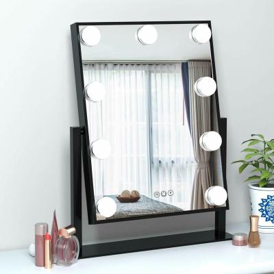 China Dimmable Tabletop Lighted 8/9 LED Bulbs Hollywood Vanity Makeup Mirror With Lights for sale