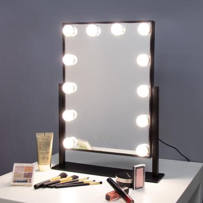 China Amazon Illuminated Mirror Hollywood Bathroom Lighted Wall Mounted Standing LED Cosmetic Mirror for sale