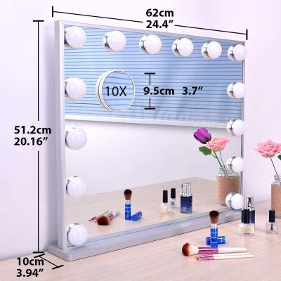 China Illuminated Vanity Hollywood Wall Mounted Desk Style Lighted Makeup Hollywood Mirror Dressing Table Mirror for sale