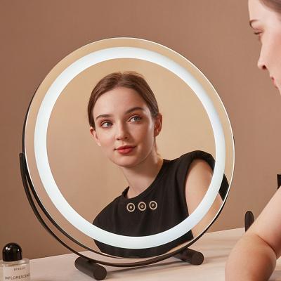 China INS LED Lighted Desktop Vanity Mirror With Lamp Fill Light Mirror Home Decor Rotating Vanity Mirror Fill For Girl Make Up for sale