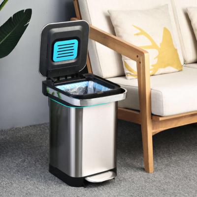 China WaterproofOPX3 30/40/50 Liter Waste Bin Trash Can With Pedal Office Metal Trash Can Kitchen Waste Trash Cans for sale