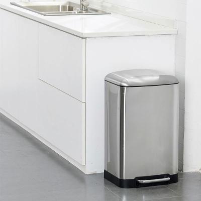 China Pedal 410 Stainless Steel Iron Garbage Bin 20L Metal Outdoor Sustainable Indoor Kitchen Under Cabinet Bins Foot Press for sale