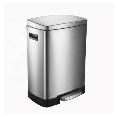 China Viable Household 12L Fashionable Pedal Trash Can Gray Metal Trash Can With Lid Stainless Steel Commercial Pedal Trash Can for sale