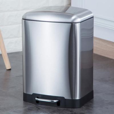 China Stainless Steel Small Waste Bin 6L Foot Press Foot Press Waste Bins Livable Commercial Plastic Indoor Cute Rectangular Trash Bins for sale