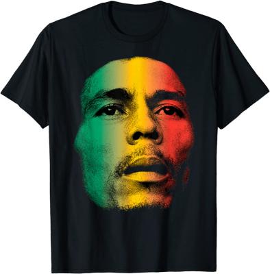 China Bob Marley Hip Pop Digital Customs Customs Direct Printing 100% Cotton Compressed Hip T-Shirts Short Sleeve T-Shirts For Men And Women Bulk T Shirts for sale