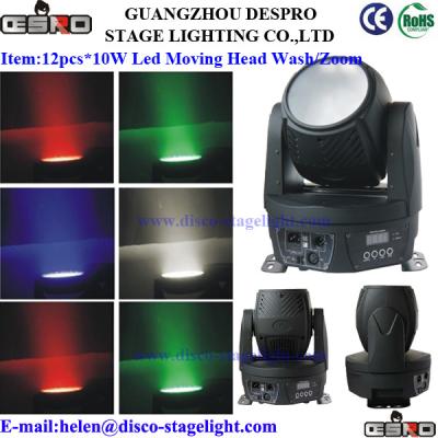 China DJ-Disco-Stadiums-Licht 12pcs*10W führte bewegliche Hauptwäsche mit Strahl zu verkaufen