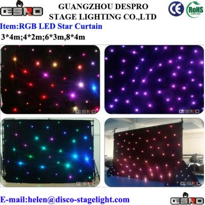 China Waterproof Velvet LED Star Curtain Theatre Stage LED Backdrop Red / Blue / Yellow for sale