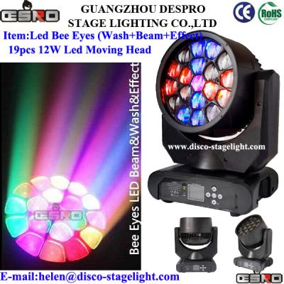 China 19pcs 12w RGBW 4IN1 LED Bee Eyes beam Moving Head Creative Stage Lighting for sale