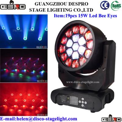 China Nightclub 19pcs 12W LED Moving Head Wash Bee Eye RGBW Stage Beam Light for sale