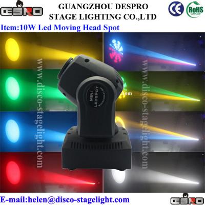 China 10W LED Moving Head Spot AC90 - 245V Gobo Pattern Light 4 / 12channels for sale