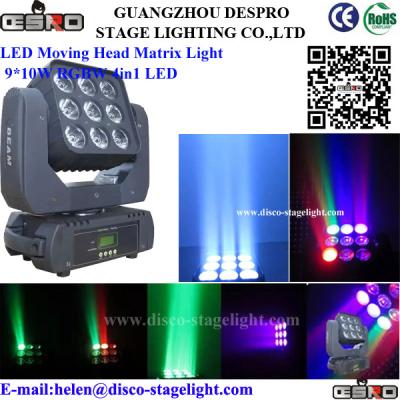 China Diodo emissor de luz de DMX512 9pcs que move o diodo emissor de luz do CREE 4in1 da luz 9 x 10W de Martix para a barra à venda