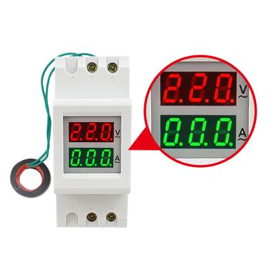 China D37-2042 Current AC 200.0-450.0V AC 80.0-300.0V Ammeter AC Voltmeter Meter Dual Din 2P Rail LED Digital Voltage for sale