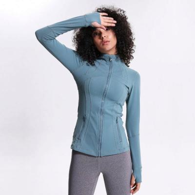 China Breathable Nylon Female Yoga Stretch Coat Sport Yoga OEM Long Sleeve Top Jacket Jumper Women for sale