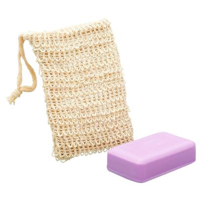 China Soap exfoliator bags soap saver bag natural sisal exfoliating soap pouch for foaming and shower soap drying bag for sale