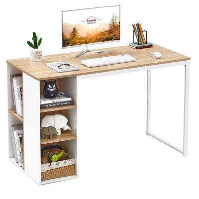 China Convertible 5 Storage Shelves Student Study Table Laptop Gaming White Writing Beech With White Metal Legs Desk for sale