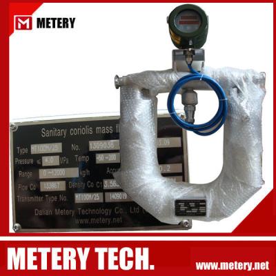 China Sanitary coriolis mass flow meter MT100M/25 tri-clamp connection from METERY TECH. for sale