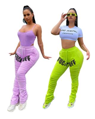 China Anti-Wrinkle Global Hot Sale Summer Global Letter Slim Women Pencil Pants Trousers 2021 for sale