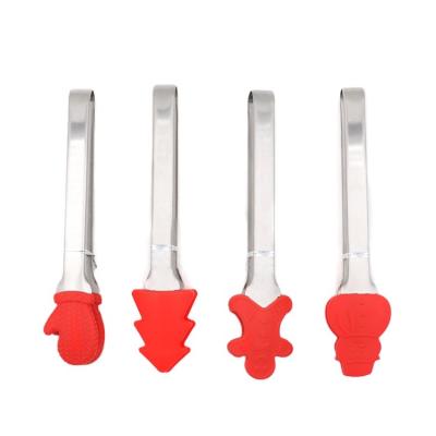 China Christmas Tree New Year's Eve Multi-Function Silicone Kitchen Gadget Viable Tool Food Tongs for sale