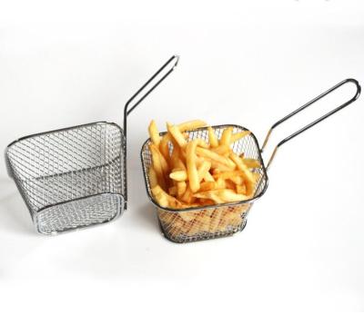 China Sustainable Eco - Friendly Convenient Chicken And French Fries Stainless Steel Mini Square Net Server Fry Cooking Basket for sale