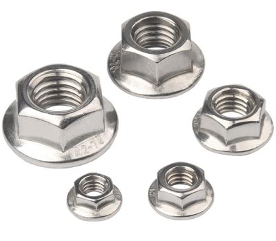 China Heavy Industry 304 Stainless Steel Flange Nut Locking Anti Slip Hexagon Screw Nut With Teeth for sale