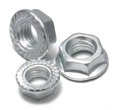 China Heavy Industry Factory Selling White Galvanized Hexagon Flange Nut With Anti-Slip Teeth Nut With Cushion Nut for sale