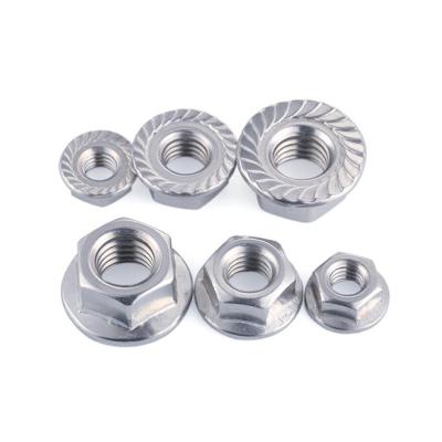 China General Industry Carbon Steel Flange Nut Stainless Steel Hexagon Flange Nut 304/316 Serrated M6 M8 M10 M16 M20 M30 Large for sale