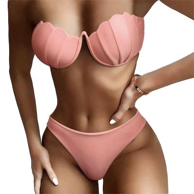 China Hot sexy swimwear women Julysand bikini off shoulder breathable underwire bikini for sale