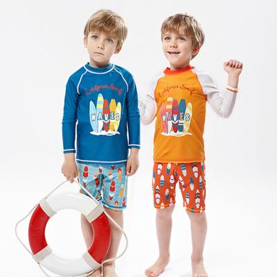 China Julysand Breathable Kids Swimwear Boys Long Sleeve Custom Swimsuit Kids Rash Guard for sale