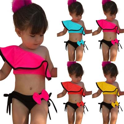 China Julysand swimwear kids swimwear baby_girl_swimwear kids bikini seersucker cotton breathable cute baby pink swimsuit eco-friendly for sale